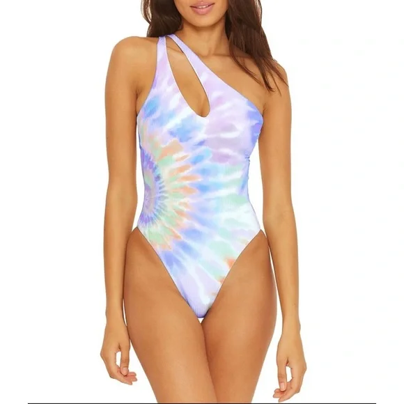 NWT Isabella Rose Joni Asymmetrical Tie Dye Swimsuit Sz Small - Picture 1 of 5